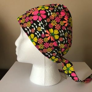New scrub cap hat made with Floral design fabric